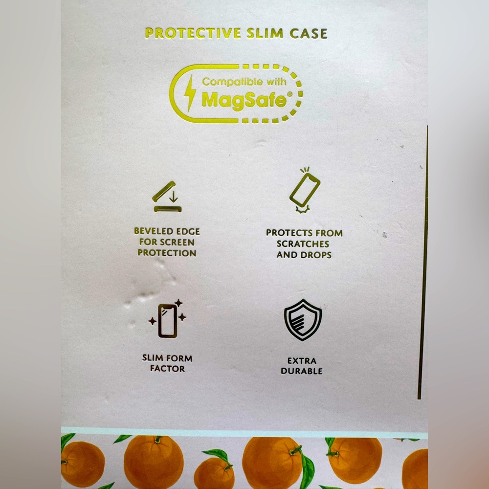 NEW! Delilah Orange Design Protective Slim Case + USB-C Cable for iPhone 15 - Picture 6 of 9